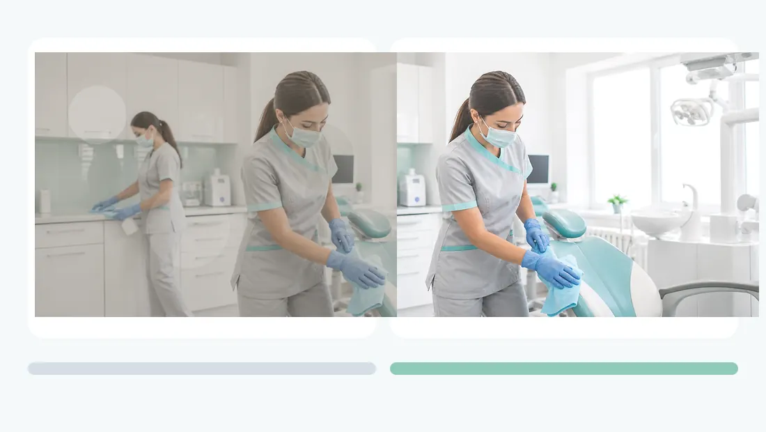 Vorher-Nachher Servicebild für Praxis- und Hygienereinigung